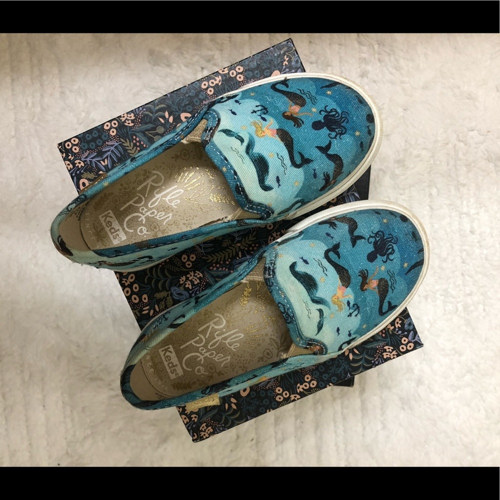 Rifle Paper Company Kids Kids - Size 8- Mermaid Slip Ons